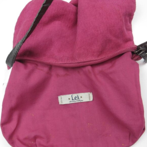 L.E.I Y2K Pink Purse Crescent Corduroy Shoulder Zipper Closure Bag - Picture 3 of 8